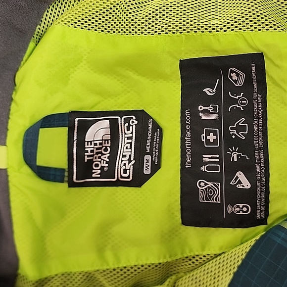 The North Face Cryptic sz M waterproof neon plaid rare ski/snowboarding jacket - Picture 12 of 13